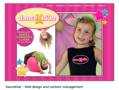 Dance Kidz - Website design and content management