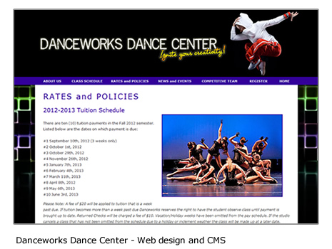 Danceworks Dance Center - Website and CMS