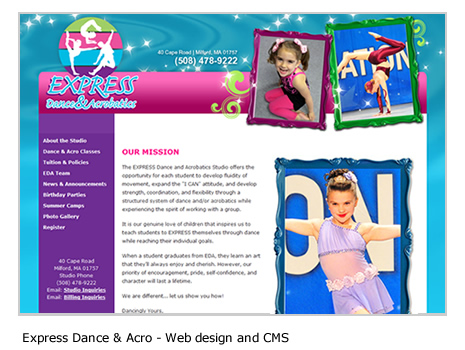 Express Dance and Acrobatics - Gymnastics web design